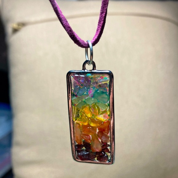 New Chakra Inspired Pendent, 1-of-a-kind 2-sided creation, a work of art. - Picture 3 of 7